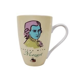 Barnes & Noble Coffee with Mozart Mug Pastel Yellow Musician Composer Gift Cup